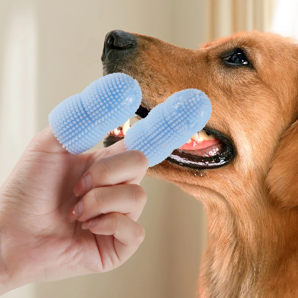 

2pcs/set Soft Pet Finger Toothbrushes Teeth Cleaning Bad Breath Care Nontoxic TPR Tooth Brush Tools Dogs Cats Cleaning Supplies