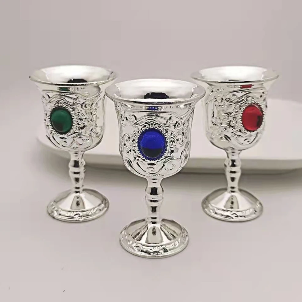 Mini Spirits Wine Glasses Cup 20ml Alloy Retro Embossed Silver Diamond  Vodka Goblet Drinking Antique Wine Glass Gift Decoration - Wine Glass -  AliExpress