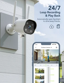 GNCC T1Pro Outdoor Camera, 2K Cameras for Home Security Outside, Motion Detection, Night Vision, 24/7 Recording, 2 Way Audio 2