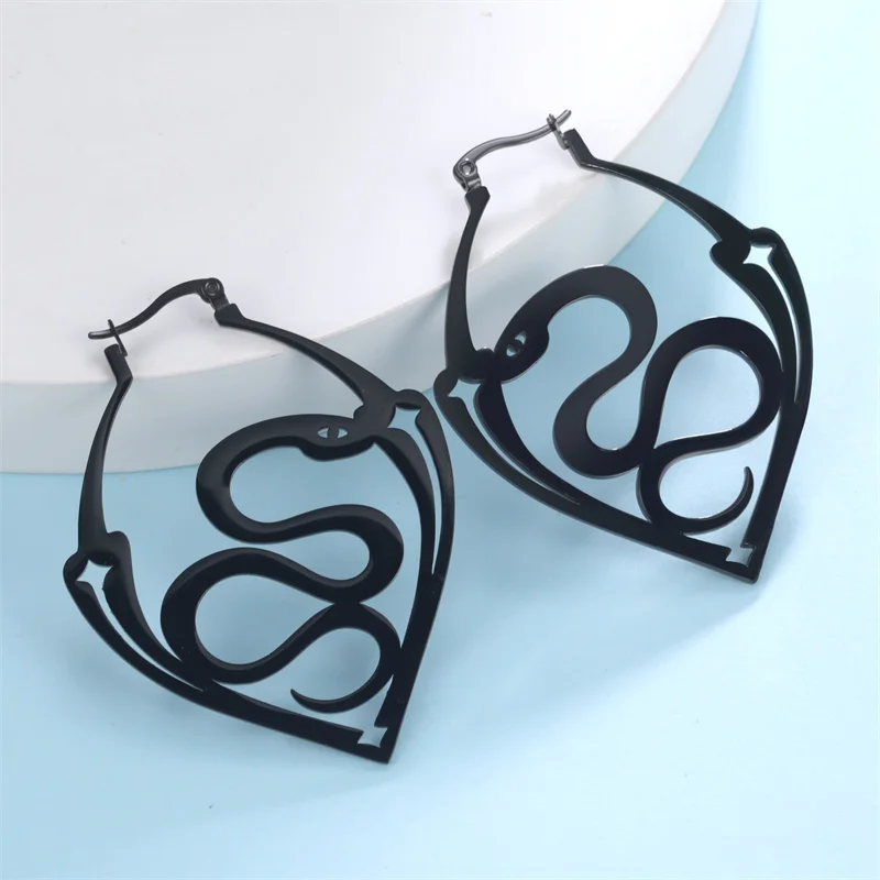 Gothic Witchy Star Edelstahl Ohrringe für Frauen Geometrische Creolen Mädchen Vintage Ästhetischer Schmuck Geschenke 2023 Trend – Detail 30