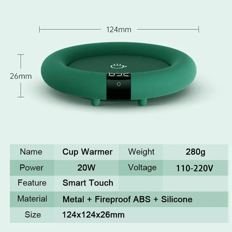 Smart Coffee Mug Warmer for Tea Milk Home Office Desk Use Electric Heating Plate Coaster Cup Warmer with 3 Temperature Settings