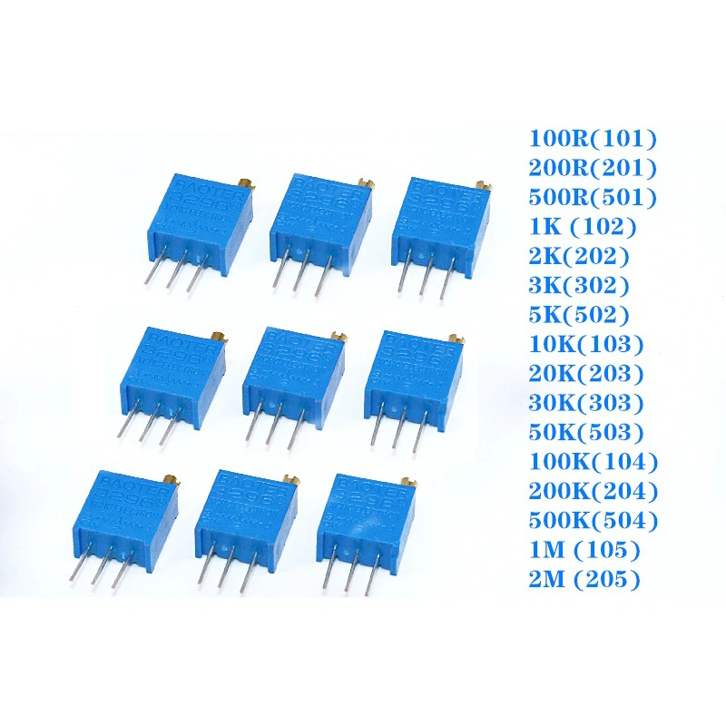 

3296W 103 10K Top Регулируемый многооборотный регулируемый потенциометр 1K2K5K50K100K200K500K1M 10 шт.