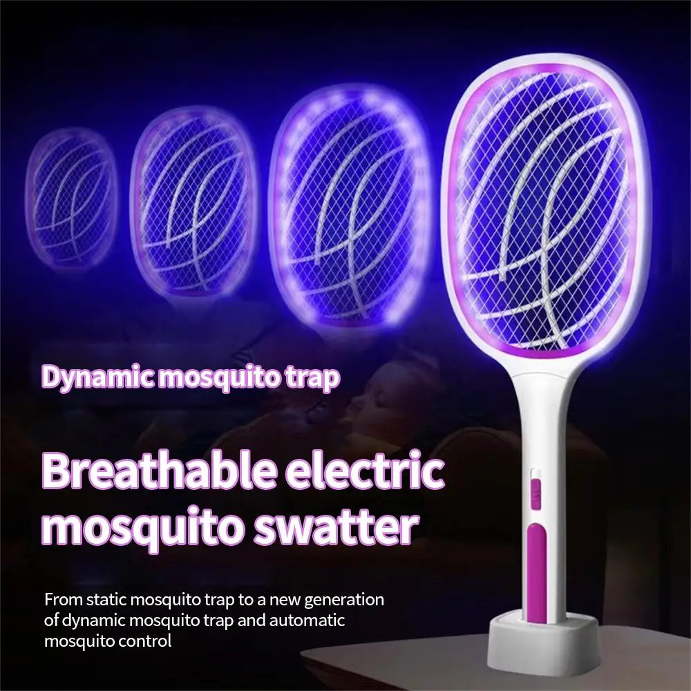 

IN 1 Electric Flies Swatter Killer with UV Light Fly Zapper Racket Rechargeable Mosquito Racket Anti Bug Zapper