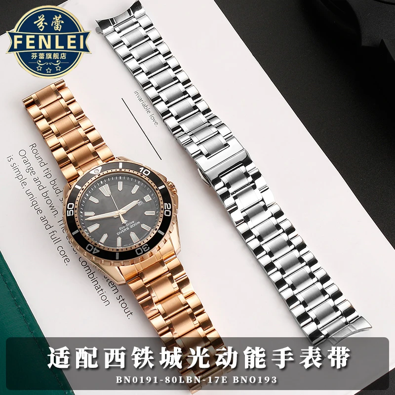 para Citizen Precision Steel Verband Bn0193 Bn0190 Ca0718 Curved Bracelet Mens Stainless Steel Ver Strap 22 mm Arc Silver Steel Band