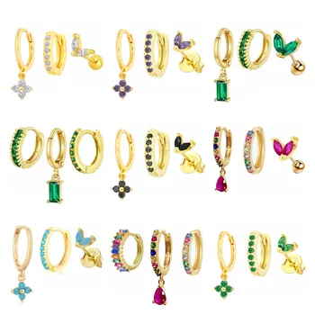 3PCS Fashion Cubic Zirconia Water Drop Pendant Earring Set for Women Stainless Steel Round U-shape Hoop Earring Piercing Jewelry