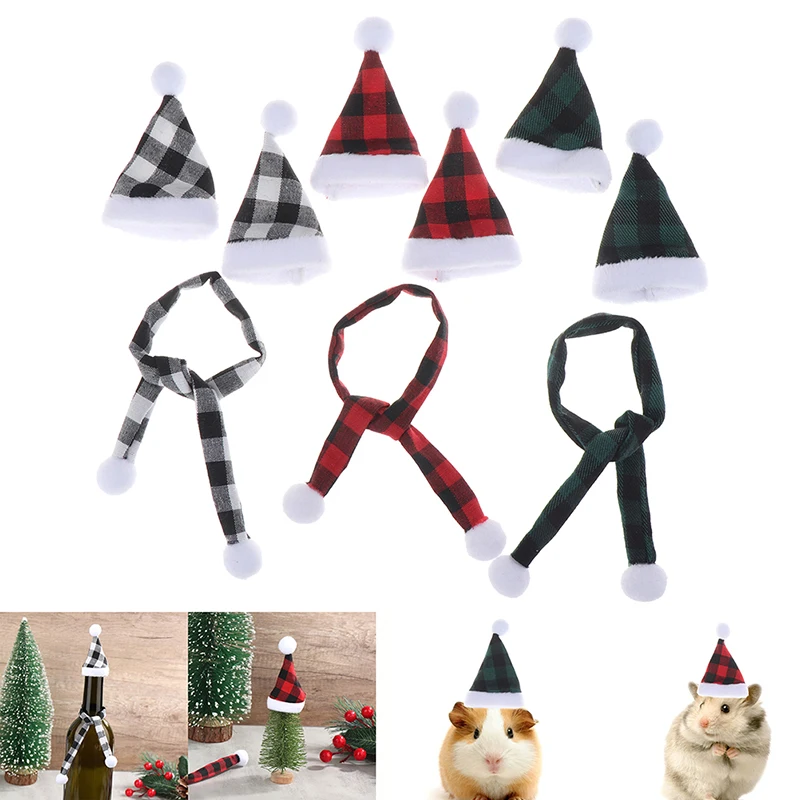 Christmas Beanie Hat 5/10pc Christmas Wine Bottle Covers Mini Santa Hats Scarf Christmas Scarf Santa Hats for Dolls Home Decor Navidad christmas beanie hat