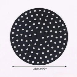 Premium Nonstick Silicone Mat for Air Fryer Baking and Pastry (Black round 23cm)