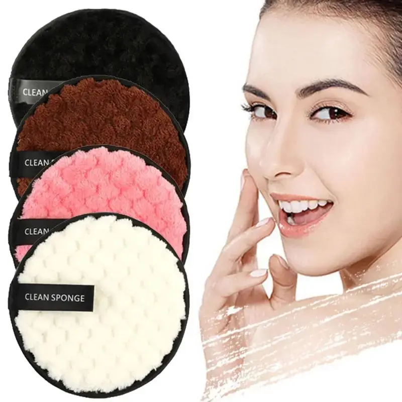 Facial Cleansing Makeup Remover Powder Puff 4pcs Soft Plush Powder Puff Cleansing Makeup Remover Double-sided Wet And Dry Use