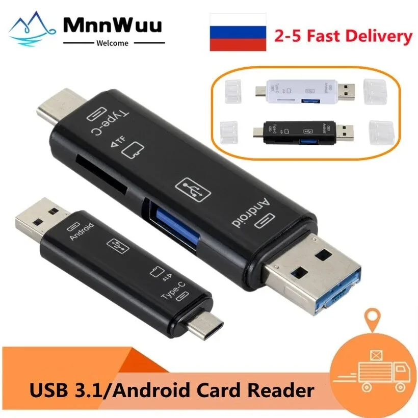 

5 в 1, многофункциональный Usb Type C/Usb /Micro Usb/Tf/SD кардридер памяти