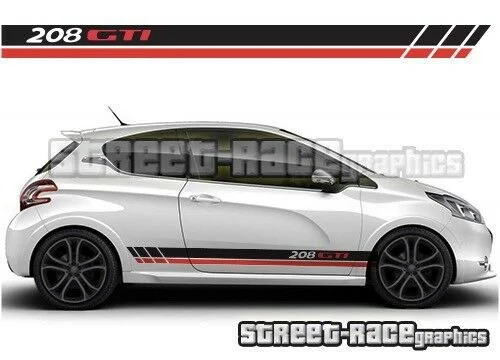 

For x2 Peugeot 208 GTI 010 side racing stripes graphics stickers decals vinyl SPORT