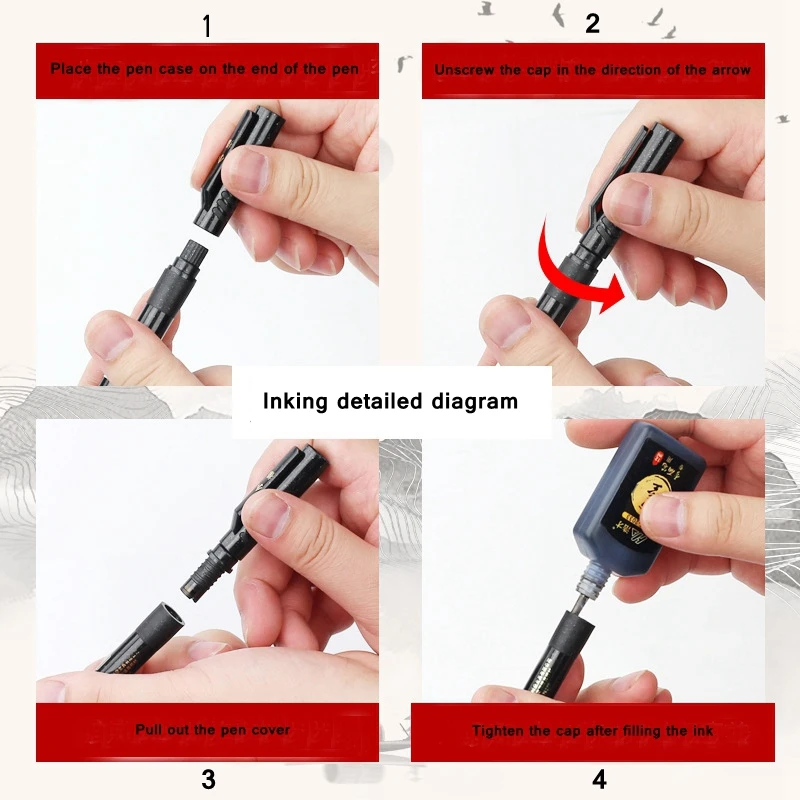 3/4 pcs/lot Hand Lettering Brush Pen Black Ink Calligraphy Pen Markers Art Writing Office School Supplies Stationery Student 6