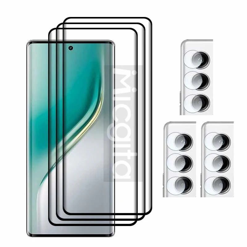 Curved Edge Tempered Glass Screen Protector with Anti-Scratch Soft Fiber Camera Film
