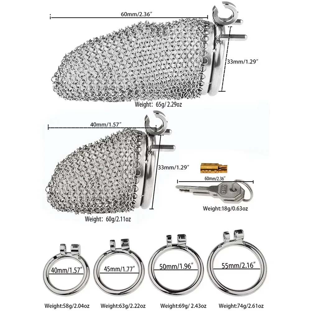 Stainless Steel Mesh Male Chastity Cage Smooth and Light Soft Armor Penis Urethral Lock Fetish Restrain Adult Sex Toys for Men