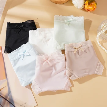 Maternity Mesh Breathable Bow Panties Lace-edged Sexy Underwear Panties Elastic Seamless Soft Nude Color Maternity Briefs