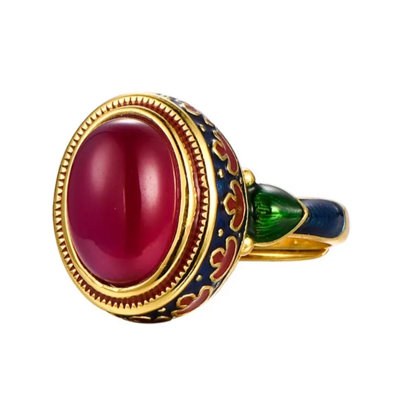 S925 sterling silver rings for Women New Fashion ancient gold plated enamel ethnic style pendant earrings jewelry free shipping