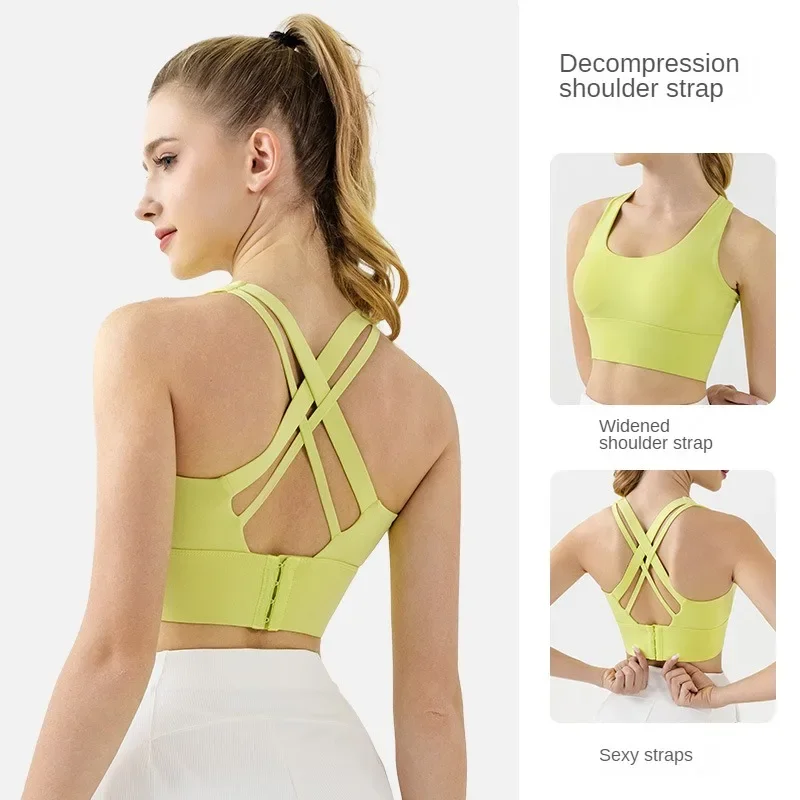 Solid Summer Bra Top for Yoga Women Underwear Bra Women's Sports Bra Shock Absorbing Oversized Fitness Running Vest Gym Tank Top