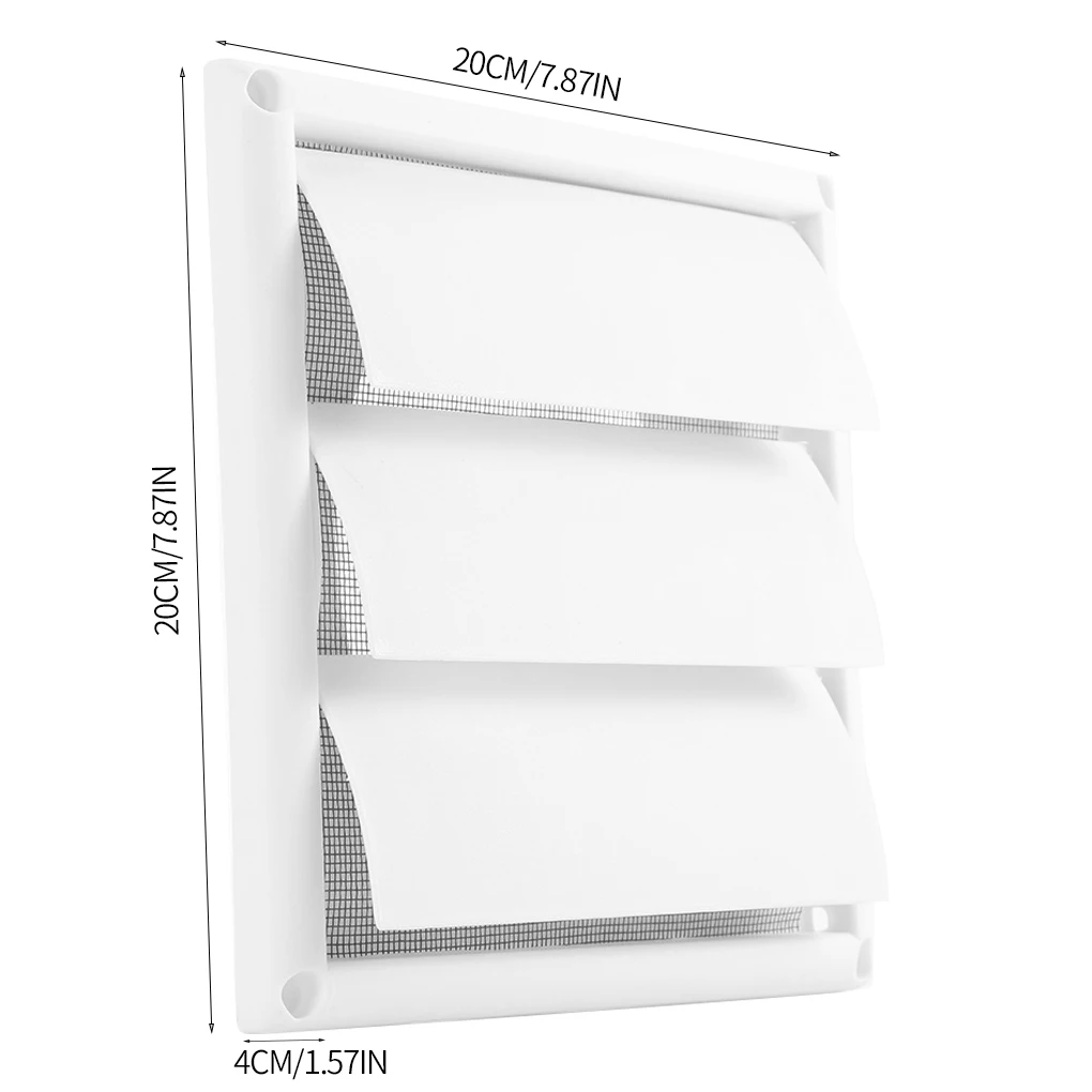 Air Vent Grille 6inch Ventilation Cover Plastic Wall Grilles Duct 200x200x40mm Heating Cooling Vents with 3 Flaps TO000093