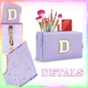 Small Personalized Initial Letter Makeup Bag Cute Waterproof PU Leather Cosmetic Bag Preppy Makeup Pouch Toiletry Zipper 5