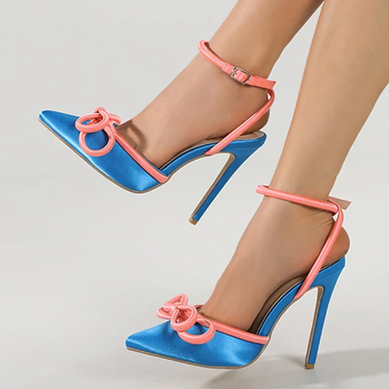NEW 2025 New Arrival Silk Woman Ankle Buckle Strap Pointed Toe Hih Heel Sandal Sexy Party Nightclub Wedding Shoes size 35-41 4