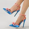 NEW 2025 New Arrival Silk Woman Ankle Buckle Strap Pointed Toe Hih Heel Sandal Sexy Party Nightclub Wedding Shoes size 35-41 4