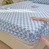 Plaid Fitted Sheet Simple Style Single/Queen/King Bedroom Home Bed Sheet Mattress Cover Pad Bedsheet ( Pillowcase Can Order ) 1