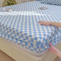 Plaid Fitted Sheet Simple Style Single/Queen/King Bedroom Home Bed Sheet Mattress Cover Pad Bedsheet ( Pillowcase Can Order ) 1