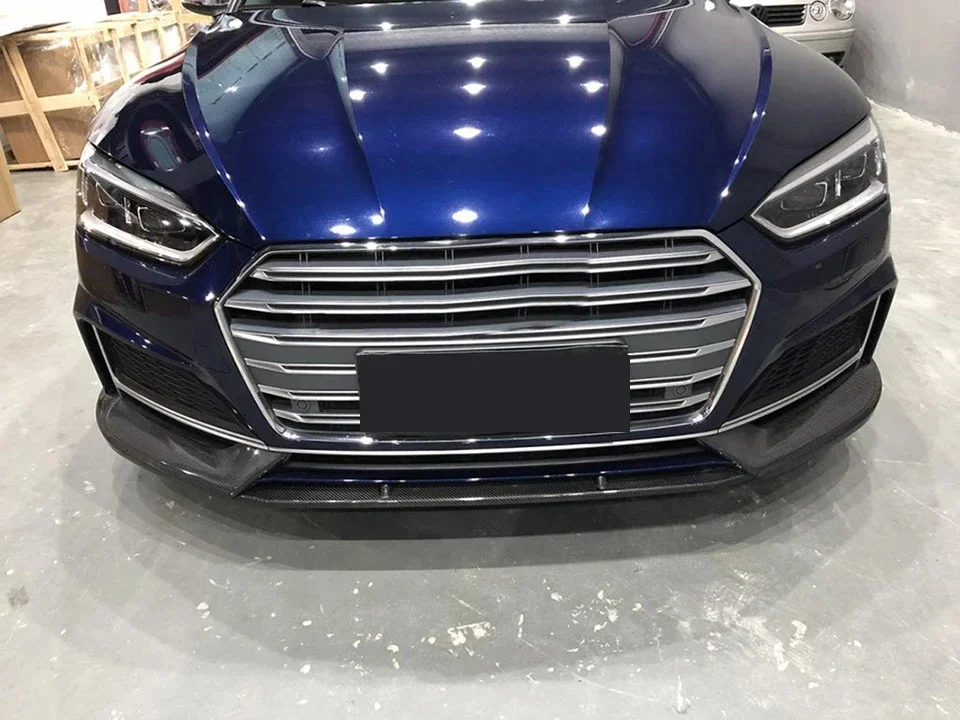 공장가 3PCS 자동차 카본 파이버 프론트 범퍼 립 프론트 턱 립 스플리터 바디 키트 (A5 S5 B9 2017 2018 2019용)