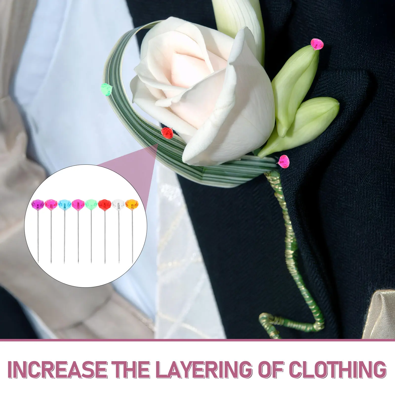 100Pcs 크리스탈 다이아몬드 헤드 핀 결혼식 헤어 액세서리에 대한 다목적 장식 핀 꽃다발 장식 꽃꽂이