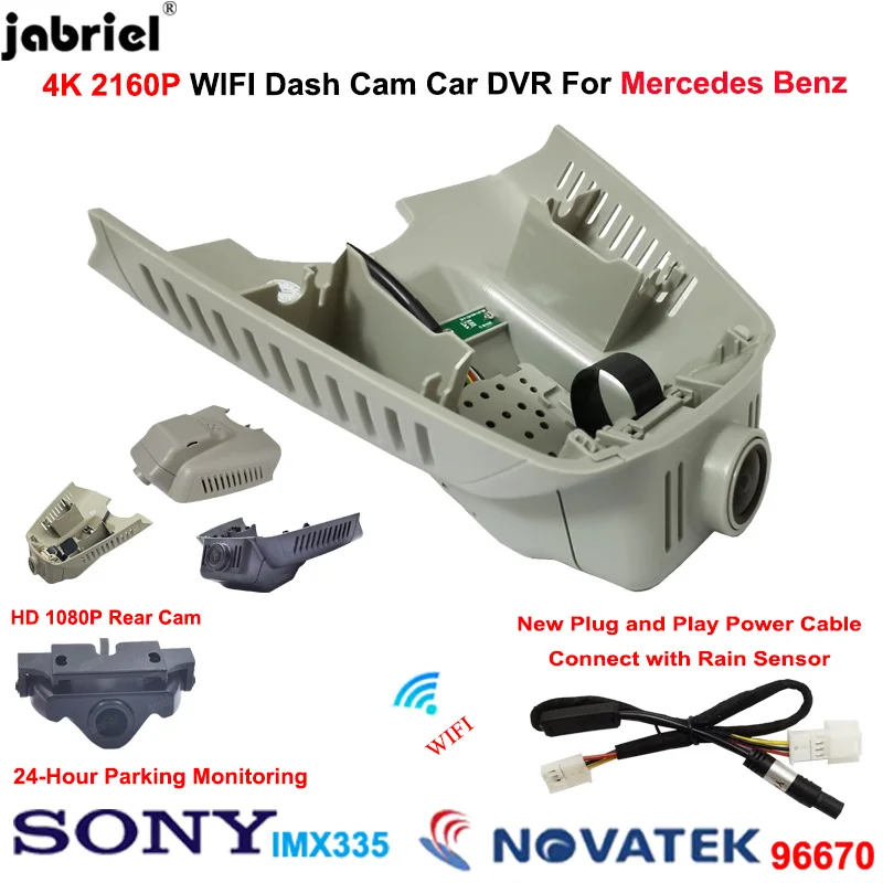 

4K Wifi Car Dvr 2160P Dash Cam Front and Rear Camera 24H for Mercedes Benz E Class w212 GLK X204 for Mercedes C Class w203 w204