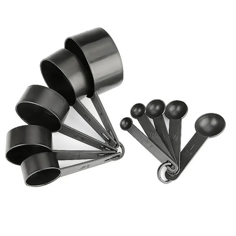 10PCS Black Set Plastic Measuring Spoon Measuring Cup Baking Weighing Tool Milk Powder Spoon Graduated DIY Household TMZ plastic measuring cup kitchen measuring spoons measuring spoon set measuring cup and spoon set