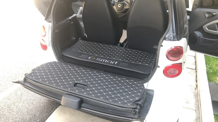 1pcs Waterproof Car Trunk Back Cover Pad Leather Rear Door Mat For Smart 451 Fortwo Smart 453 Fortwo Car Styling Accessories