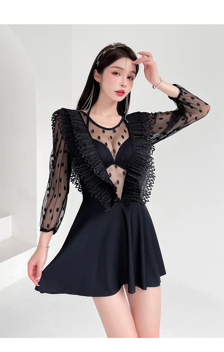 Wisuwear einteiliger Badeanzug Mode tiefen V-Ausschnitt heißen Frühling Badeanzug Cupshe Dot Plissee Saum Rock neuen Stil