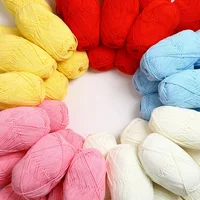 50g/set of Four Strand Milk Cotton Knitted Yarn, Combed Cotton Rod Needle Hand Knitted DIY Baby Scarf Hat Doll Crochet Thread 6