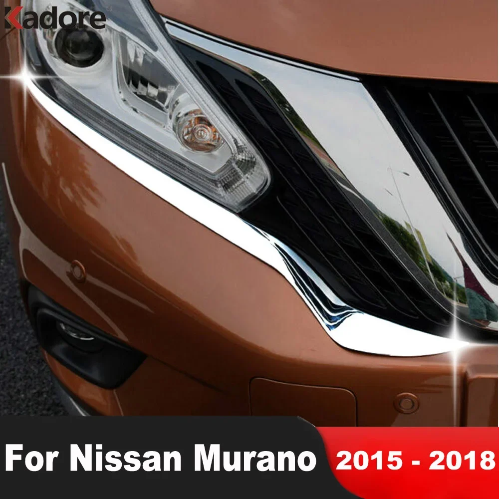 

Car Front Head Light Lamp Eyebrow Cover Trim For Nissan Murano 2015 2016 2017 2018 Chrome Headlights Eyelid Strip Accessories
