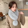 New Women Fur Winter Scarf Short Thick Plush Fluffy Cute Scarf with Big Pompom Winter Fur Collar Solid Color Neckerchief 2