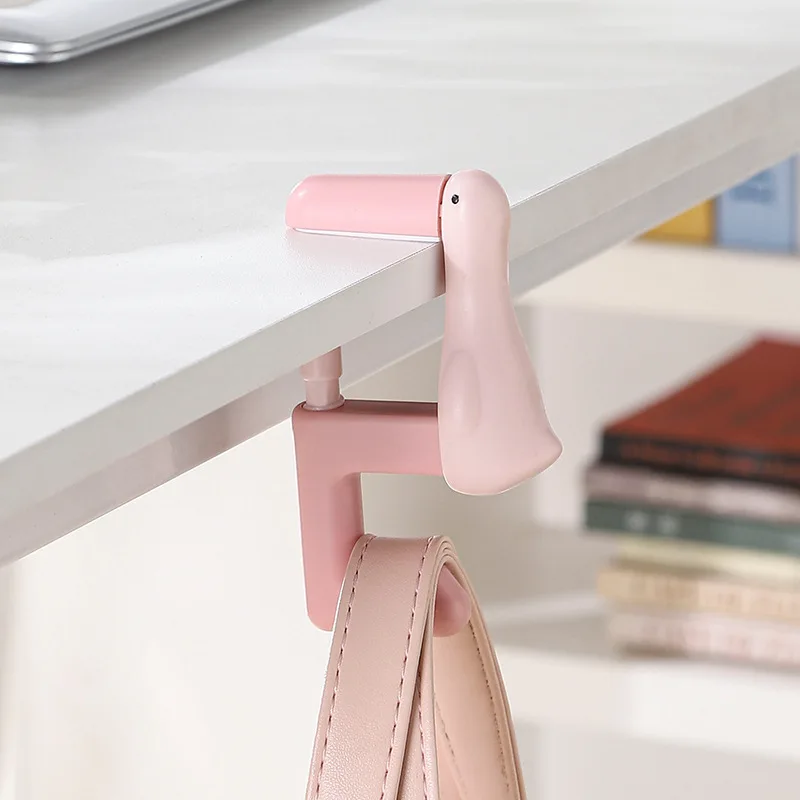 1pc Duck-Shaped Backpack Hook,Cute Cartoon Design, Adjustable Door-Mounted Organizer with White,Yellow Plastic Hooks for Office