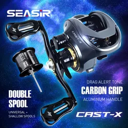 SEASIR High - Speed Baitcasting Reel with Aluminum Double Spool and Carbon Grip - Right hand.
