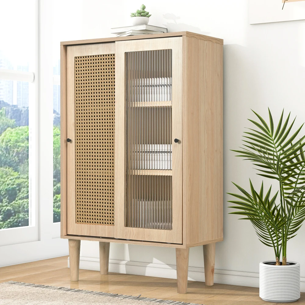 60 cm großes multifunktionales Aufbewahrungs-Sideboard mit Türen und Schubladen, Schrank mit großem Fassungsvermögen für Wohn-/Esszimmer, platzsparend – Detail 15
