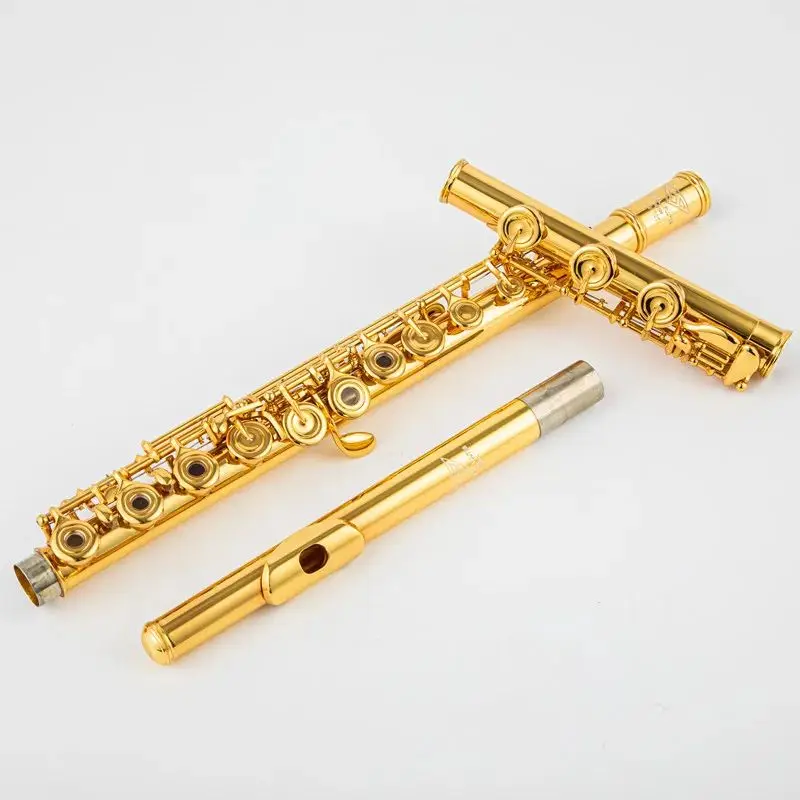 USA Powell PS705 24K gold plated flute C tune 17 open hole gold plated professional flute instrument playing test instrument