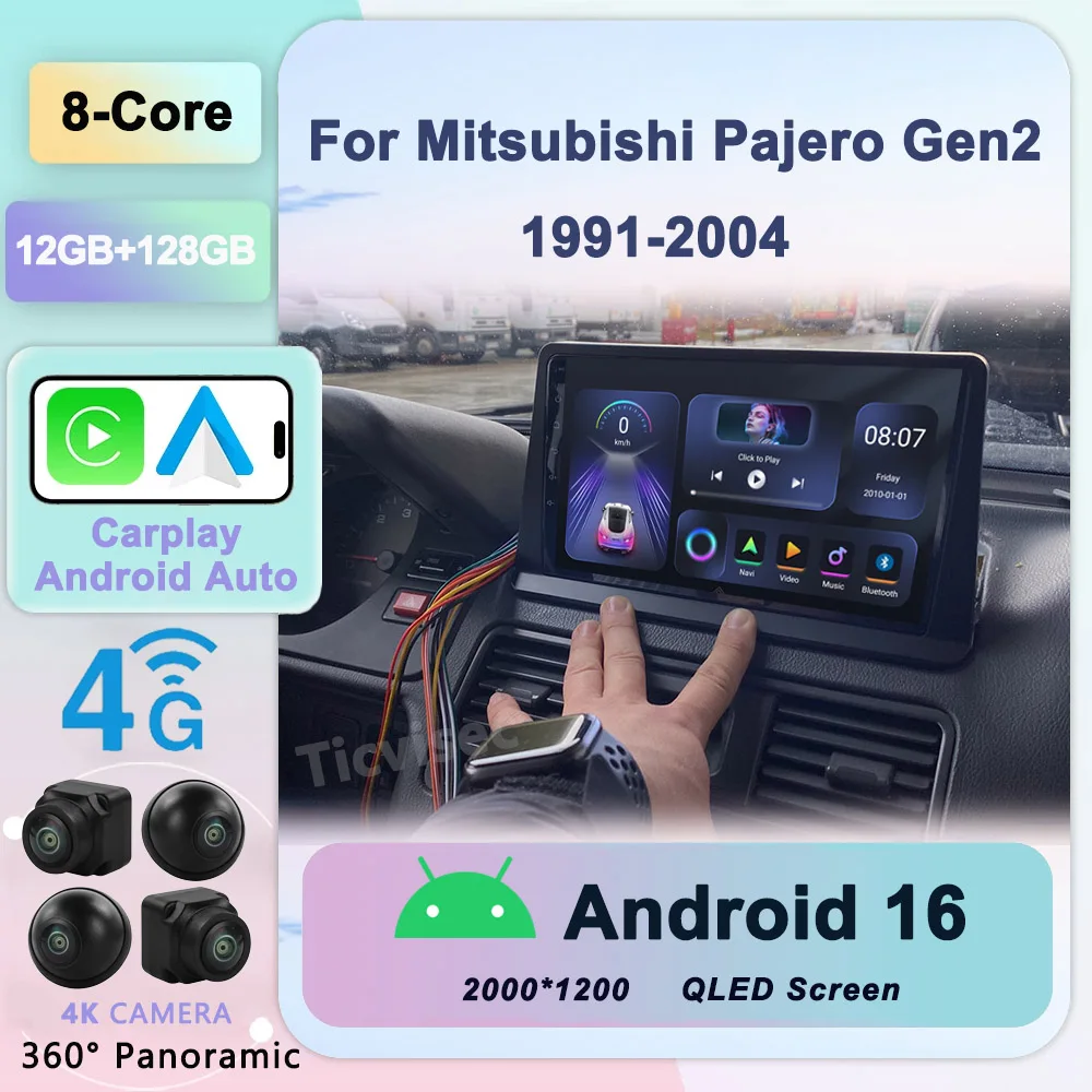 Android 16 2din Radio de coche para Mitsubishi Pajero Montero V31 Cheetah Kingbox Video Multimedia 9 "con pantalla táctil 2.5D WIFI 1