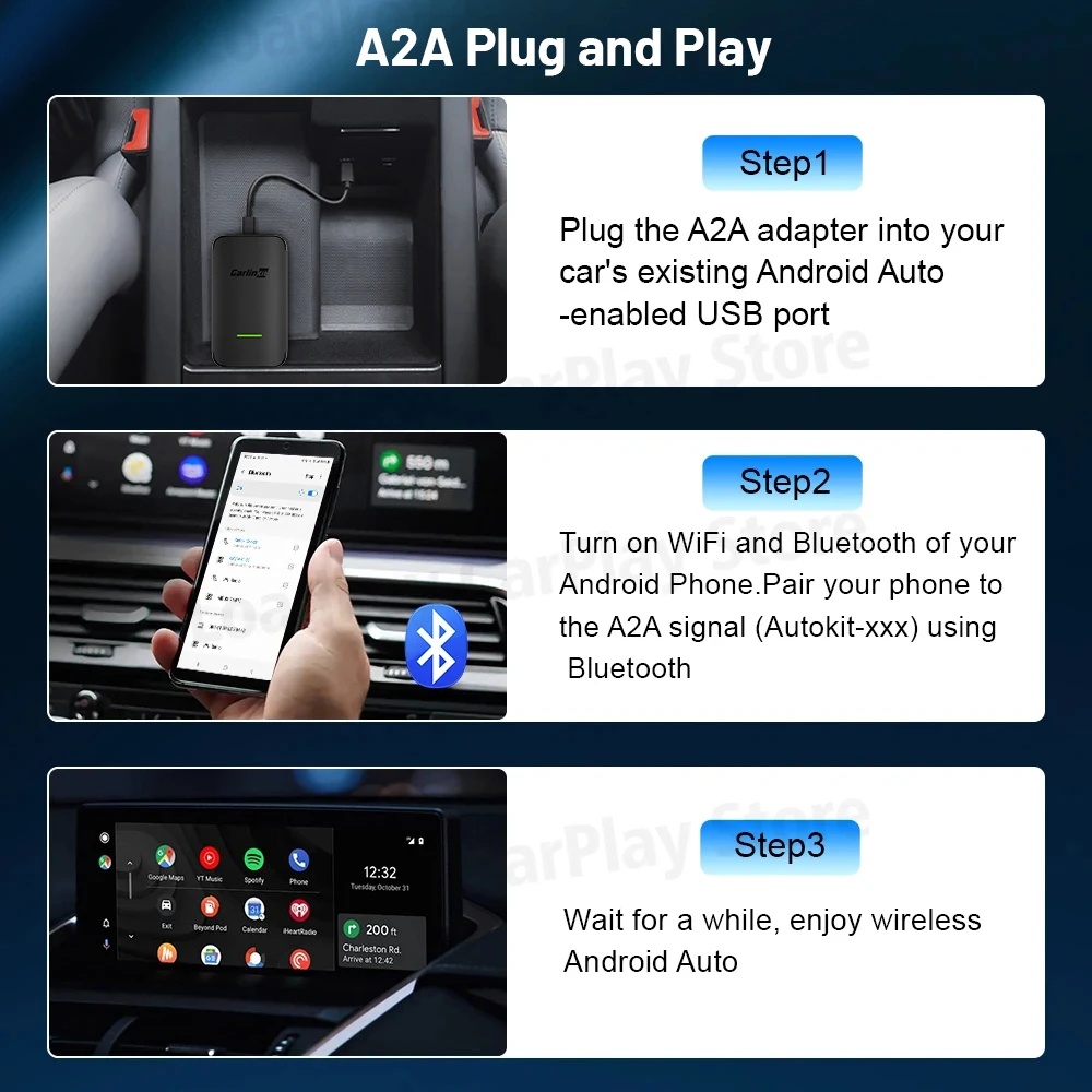 CarlinKit 4.0 A2A Android Auto Wireless Dongle For Tesla Volkswagen Mazda  Ford Suzuki Volvo BT Plug and Play Google Assistant - AliExpress