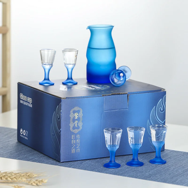 

7 Pcs Klein Blue Emperor Baijiu Shot Cup Set Household Crystal Wine Tumbler Suit Vodka Liquor Dispenser Decanter Bullet Glass