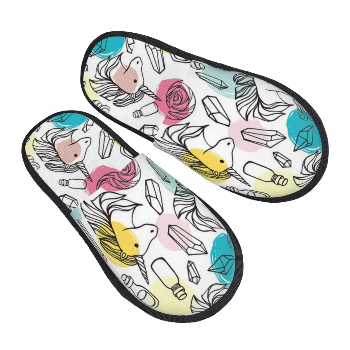 

Divertidos De Unicornios Vintage Unicornios Graphic Anti-slip Furry slippers Autumn and Winter Slippers Memory Humor Graphic