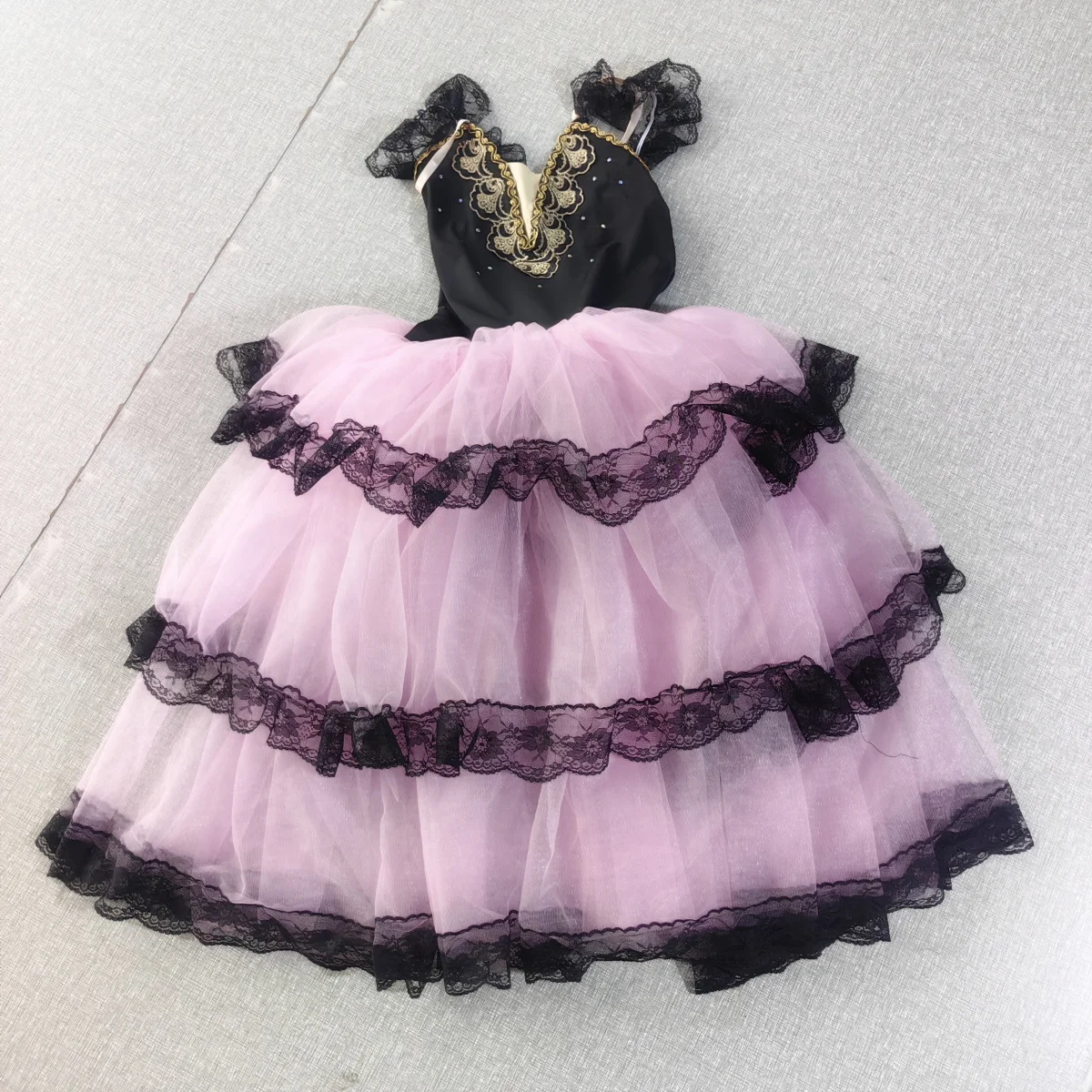 Professional Ballet Romantic Tutu Long Skirt Black Red Spain Dress