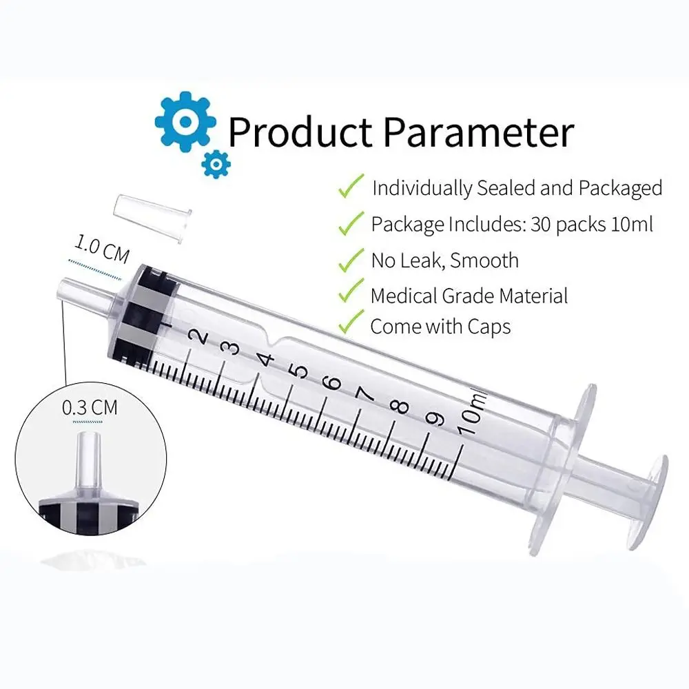 투명 플라스틱 주사기, 내구성 측정 주사기, 대형 주사기 도구, 산업 및 과학, 10ml/cc, 30 개