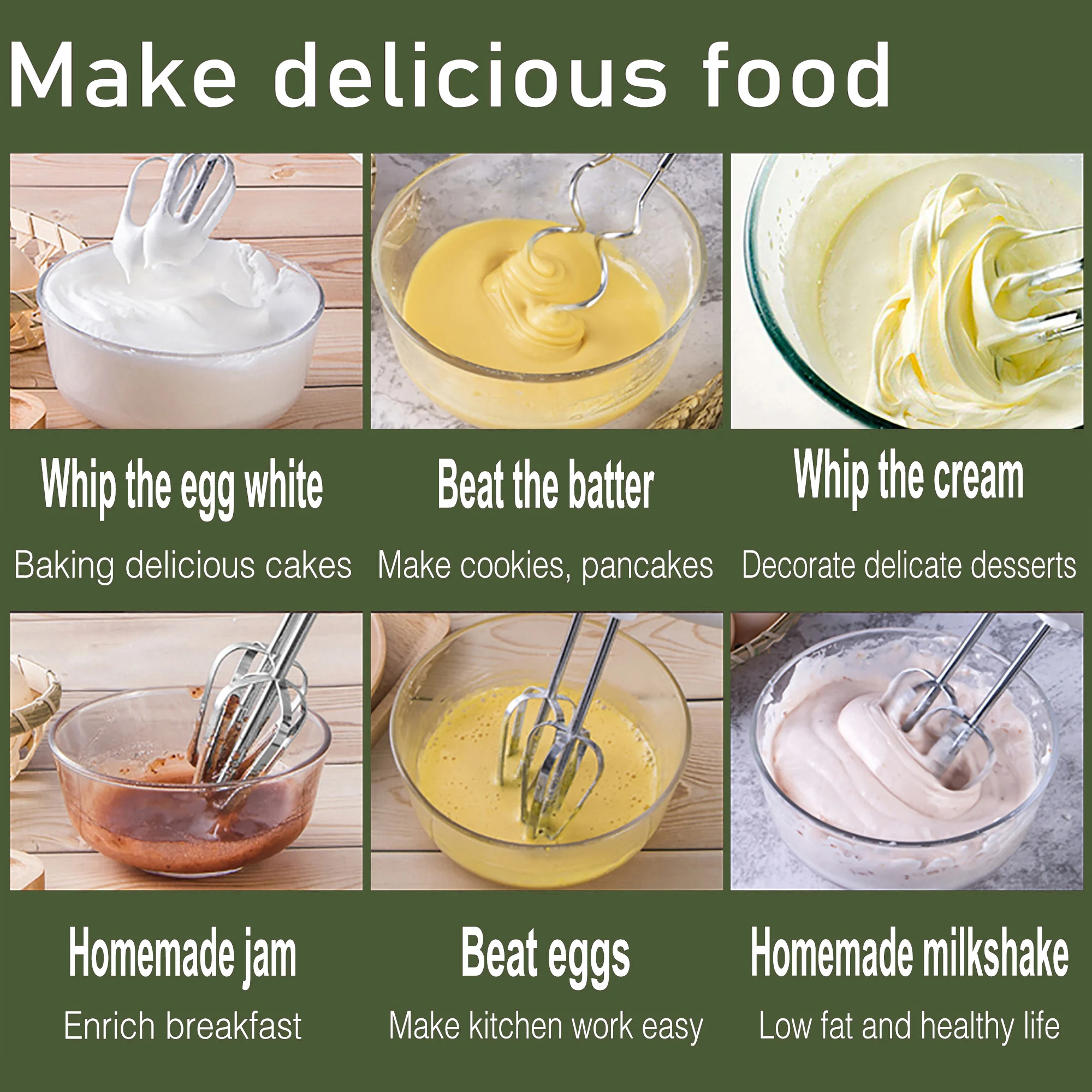 "خلاط يدوي Sonifer SF-7034. مظهر أخضر فاتح، لون جد...