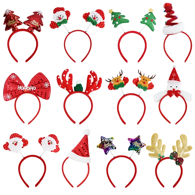 Cartoon Christmas Headband Santa Claus Elk Xmax Tree Hair Accessories Adult Kids 2024 Christmas Decoration Navidad New Year Gift