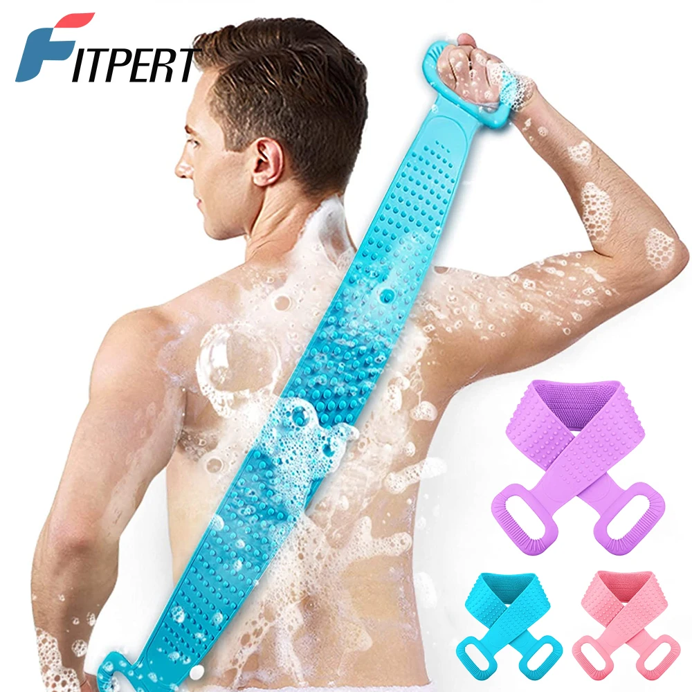 Back Scrubber for Shower,Inmorven Bath Body Brush Silicone Back Brush Extra Long Exfoliating Body Scrubber with Handle Men Women linen back strap bath towel natural exfoliating shower body sponge scrubber household bathroom supplies back cleaning towel sale