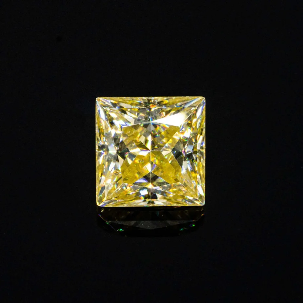 Gold Yellow Color Geometric Moissanite Loose Stone Princess Pear Heart Radiant Emerald Oval Cut Moissanite Gem Bead Pass Tester