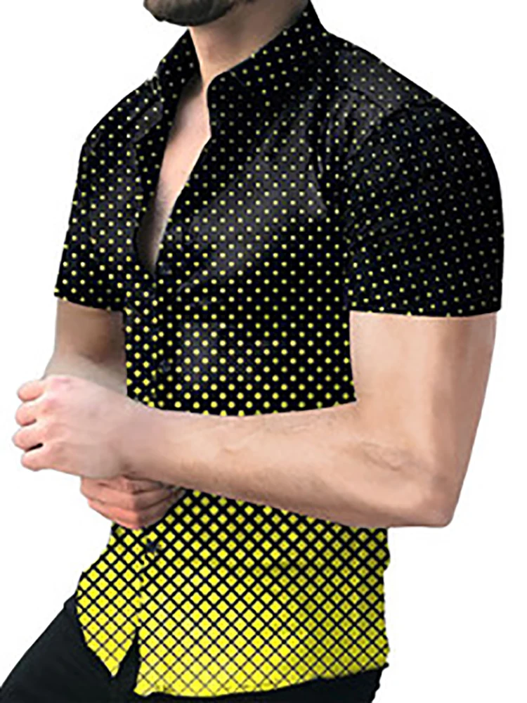 Мужская приталенная рубашка с коротким рукавом Повседневная цифровым принтом